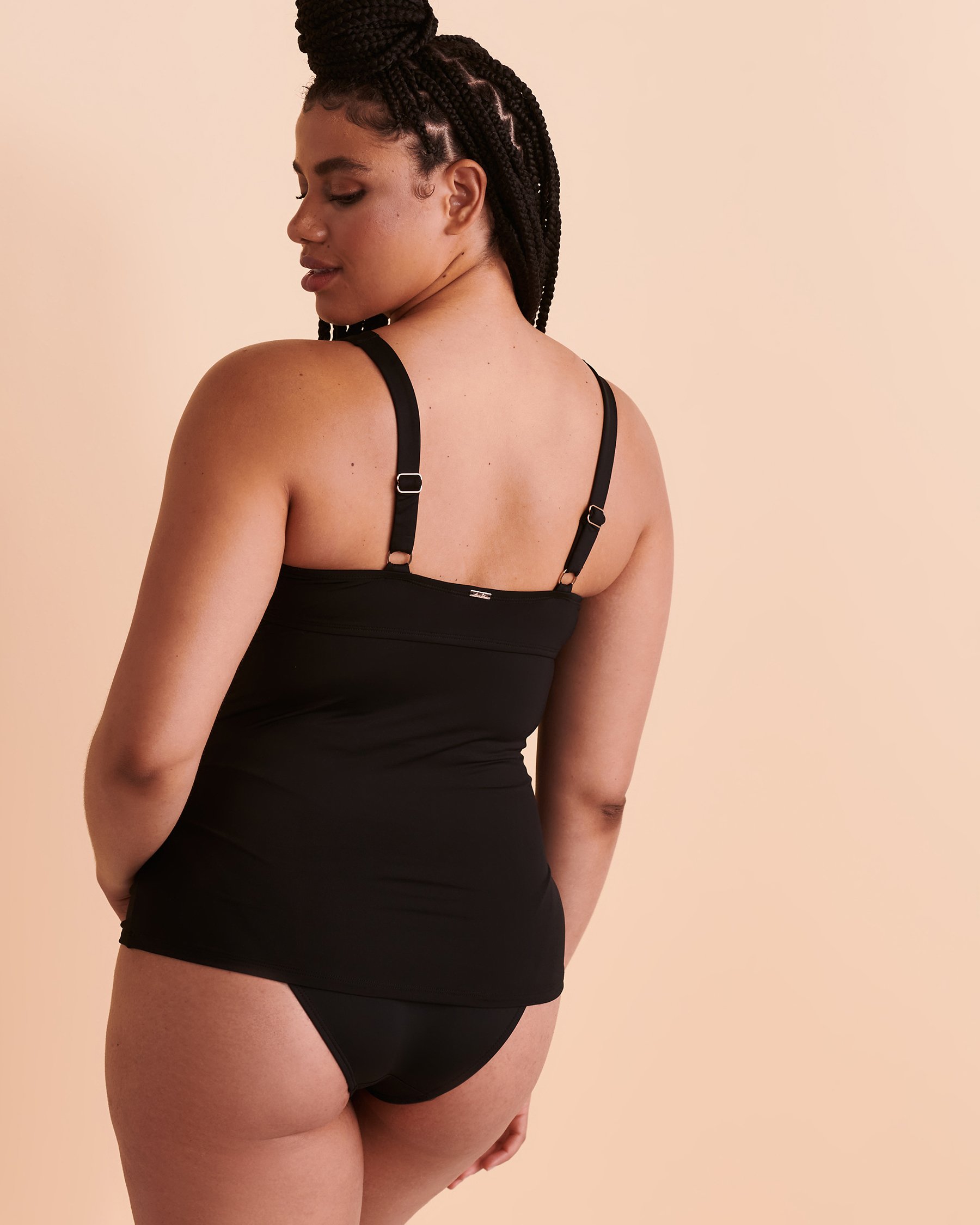 ANNE COLE LIVE IN COLOR Twisted Tankini Top Black 22MT23401 - View2