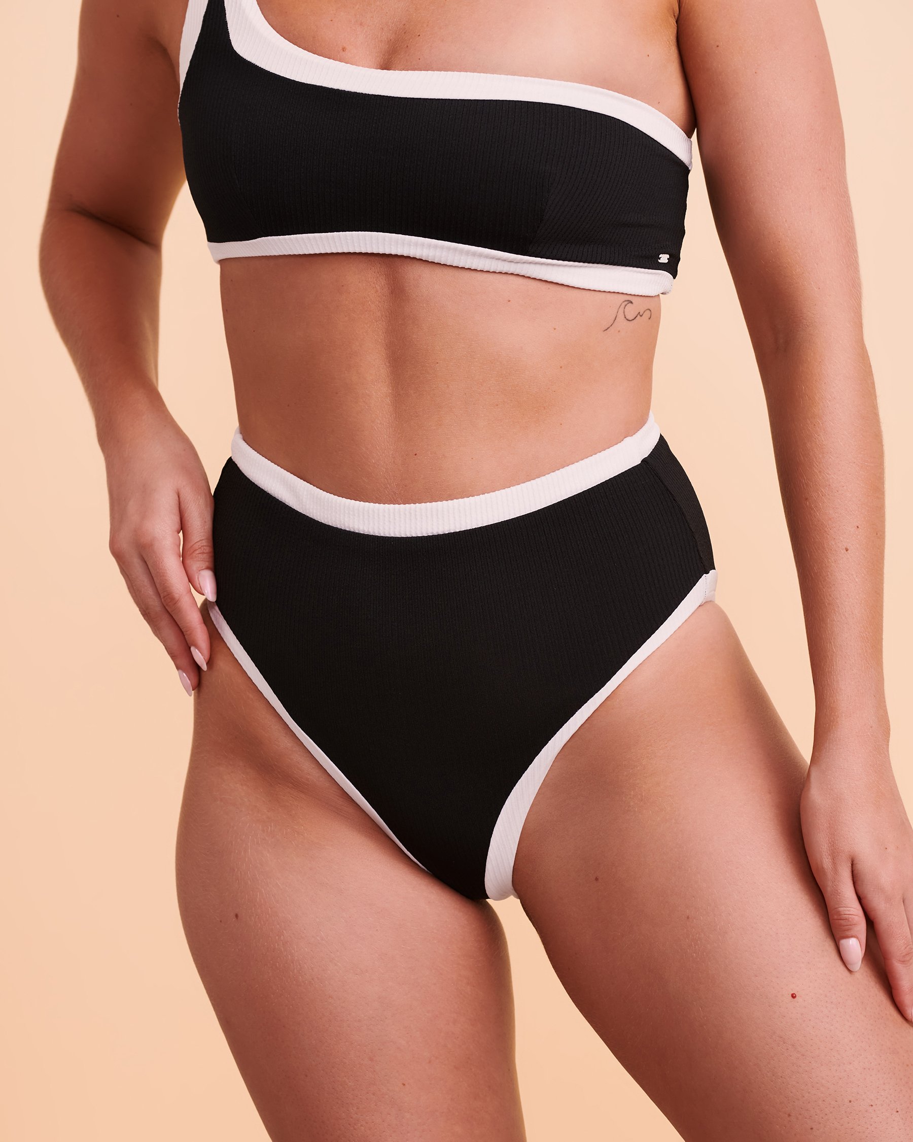 RIP CURL Bas de bikini taille haute HAVANA Noir GSIVG7 - View1