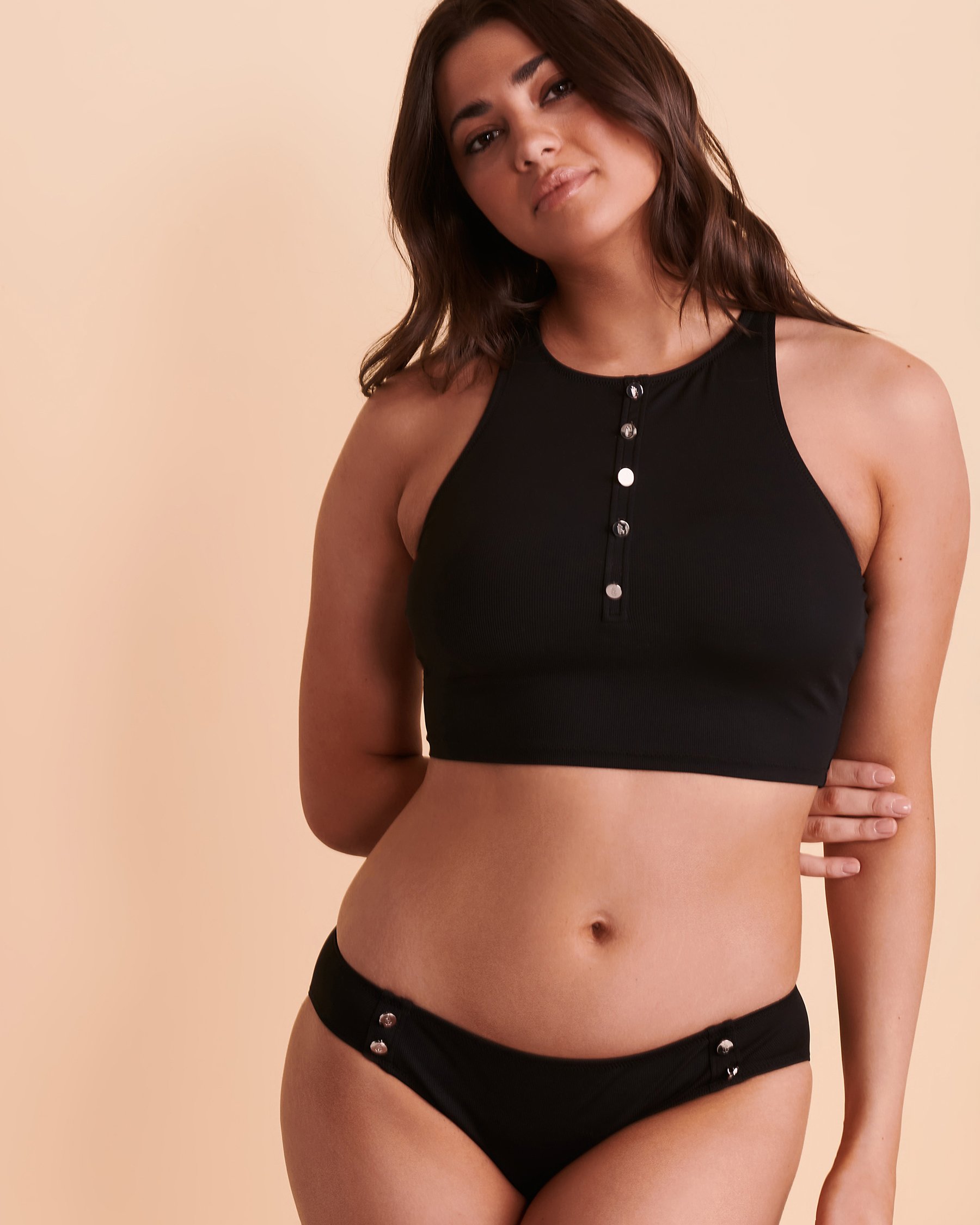 RALPH LAUREN Bas de bikini à boutons RIB Noir 20256250 - Voir4