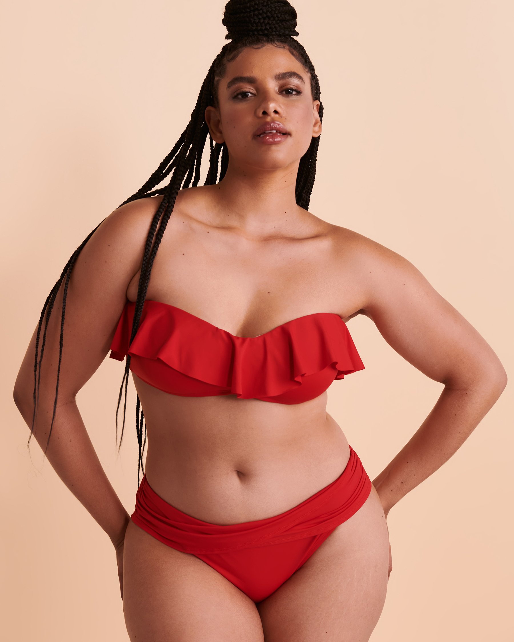 BLEU ROD BEATTIE KORE Ruffle Bandeau Bikini Top Red RBKK22109H - View4