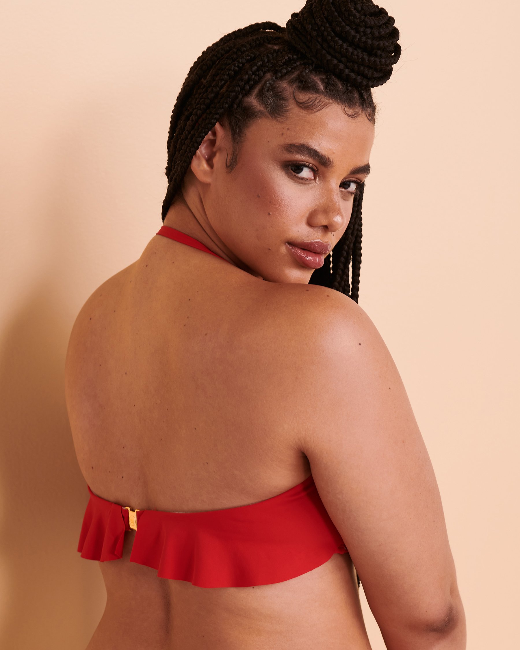 BLEU ROD BEATTIE KORE Ruffle Bandeau Bikini Top Red RBKK22109H - View5