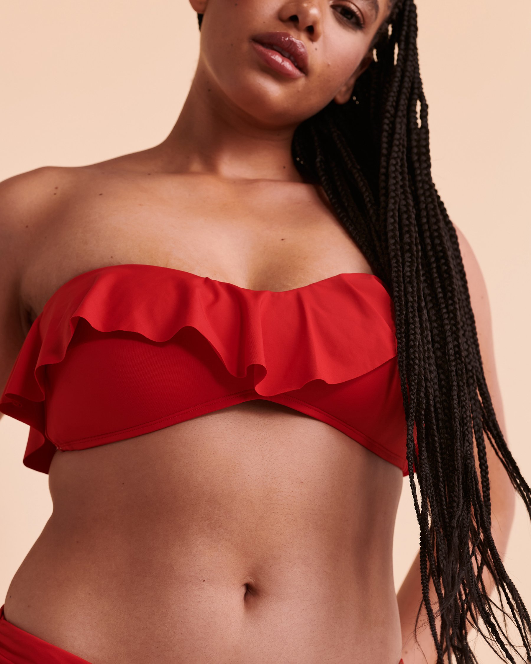 BLEU ROD BEATTIE KORE Ruffle Bandeau Bikini Top Red RBKK22109H - View6