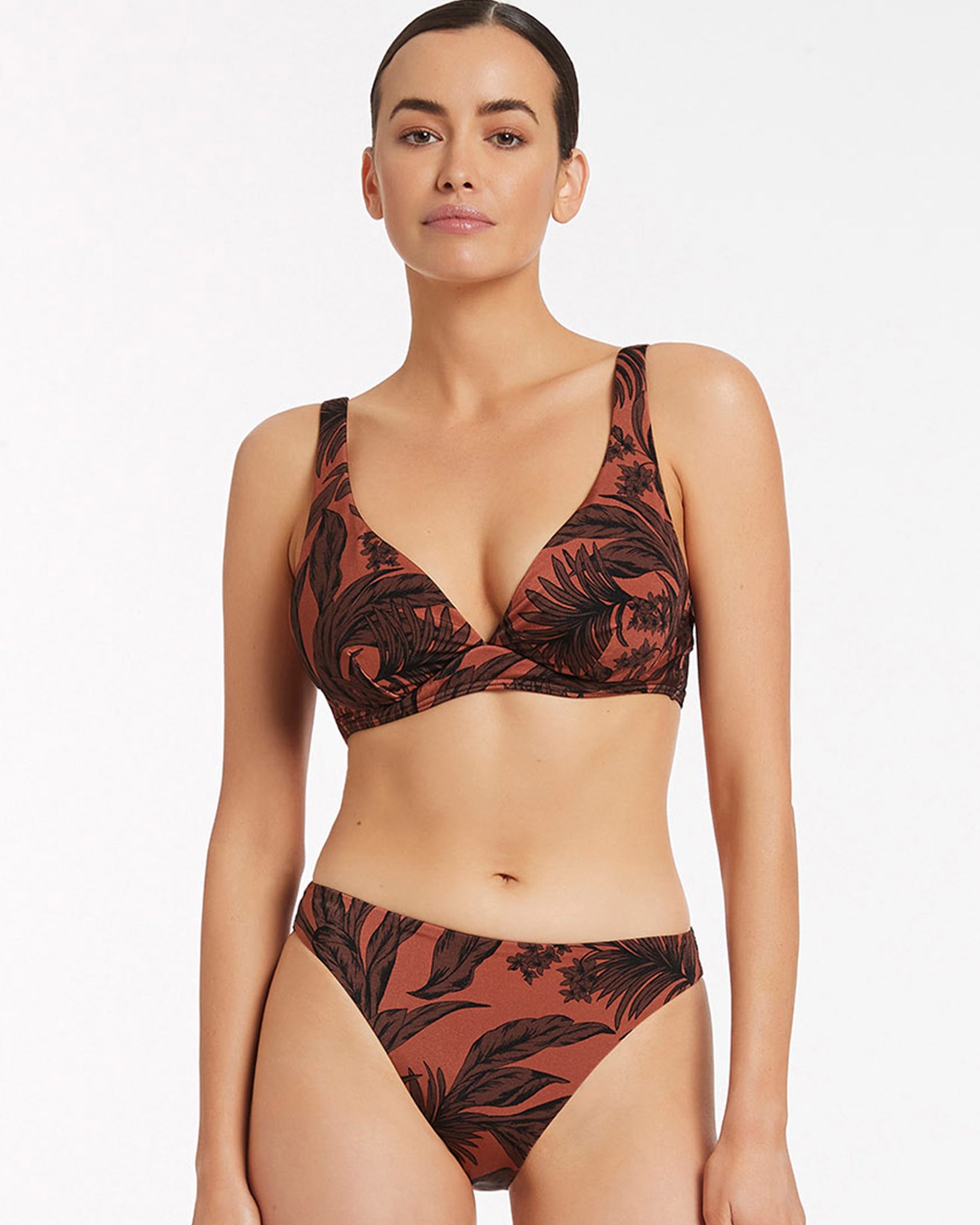 JETS AUSTRALIA DESERT PALM High Waist Bikini Bottom Terracotta J3889 - View3