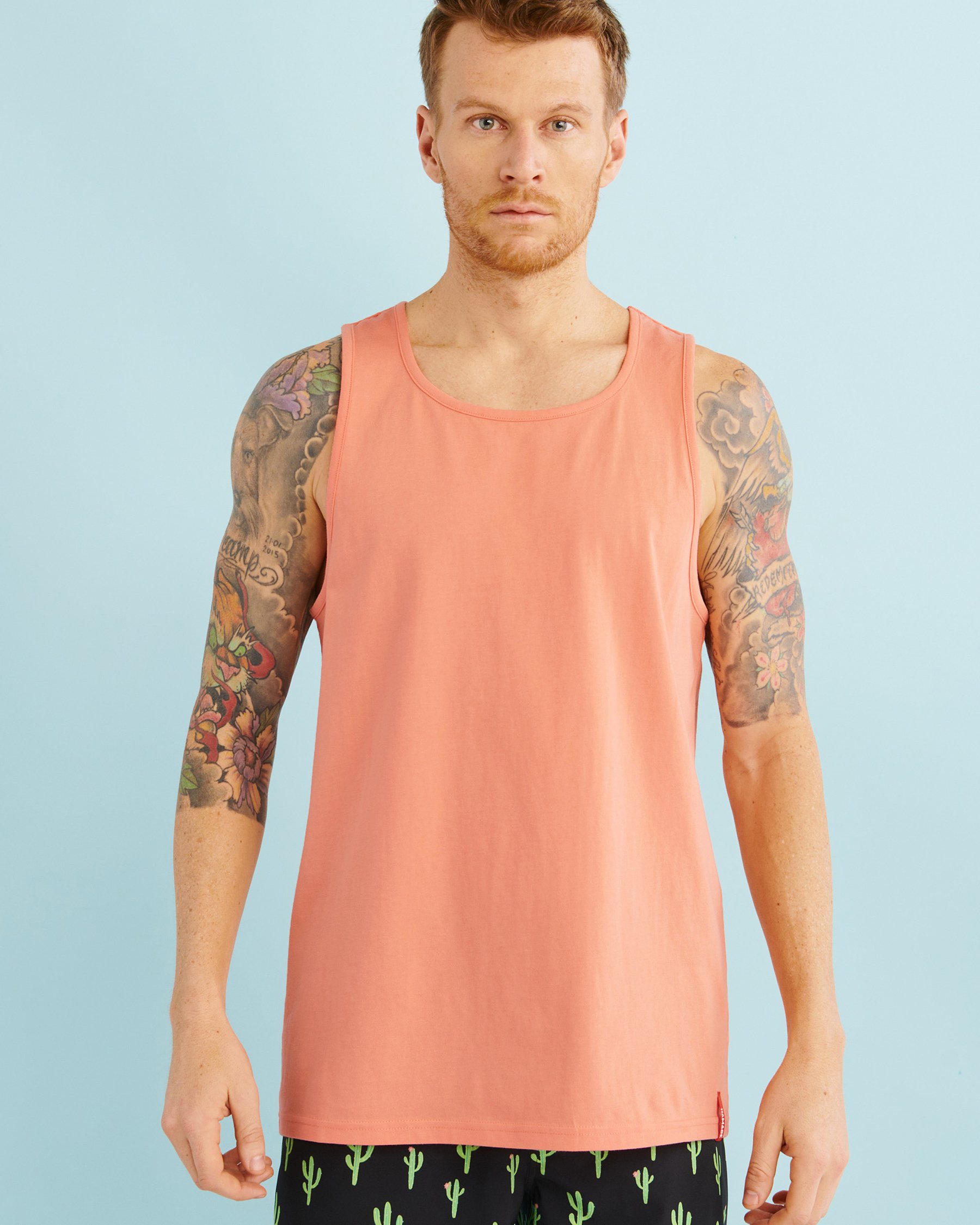 HAMABE Scoop Neck Tank Papaya 04100003 - View4
