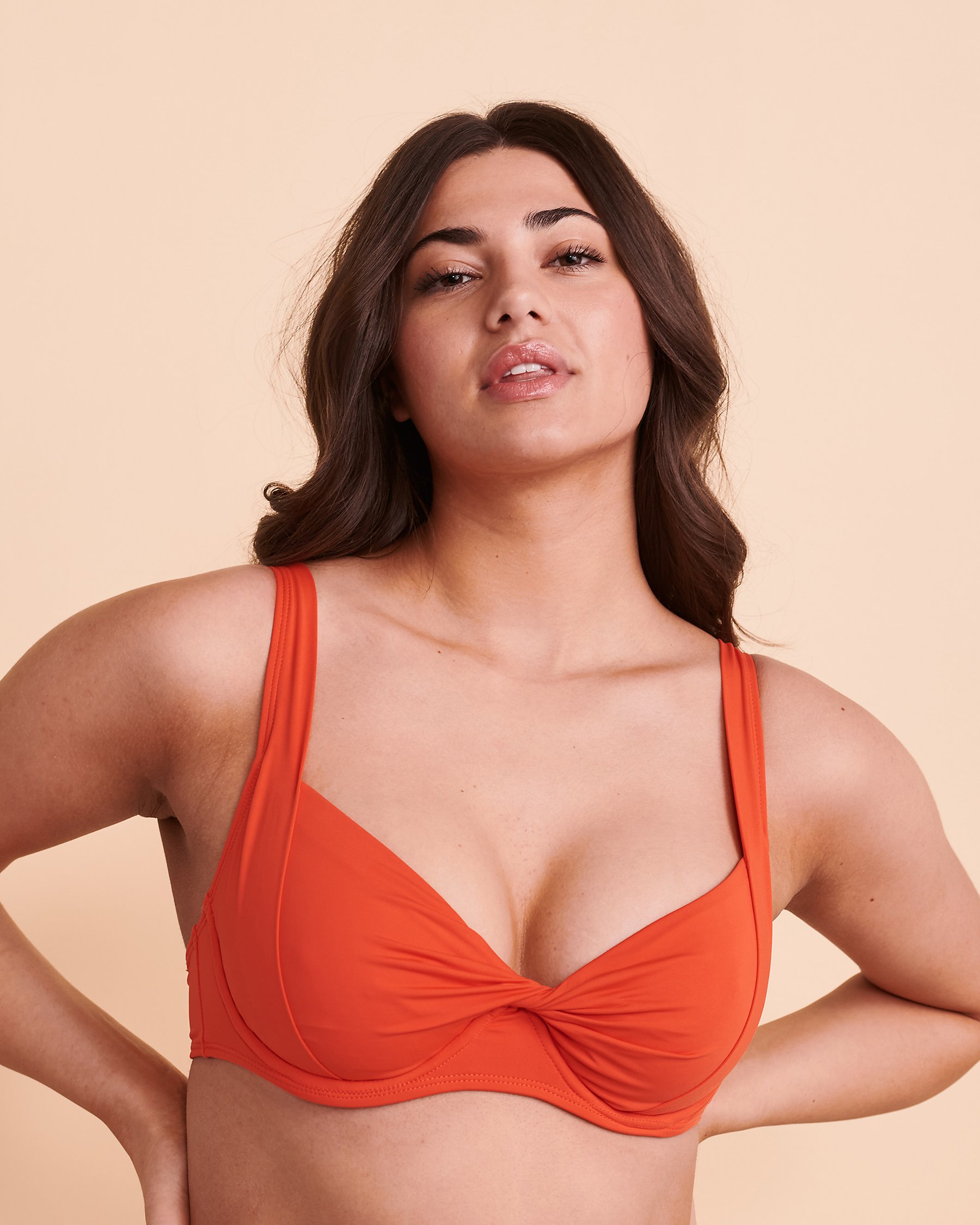 ANNE COLE Haut de bikini torsadé LIVE IN COLOR Rouge tropical 22MT10601 - View1