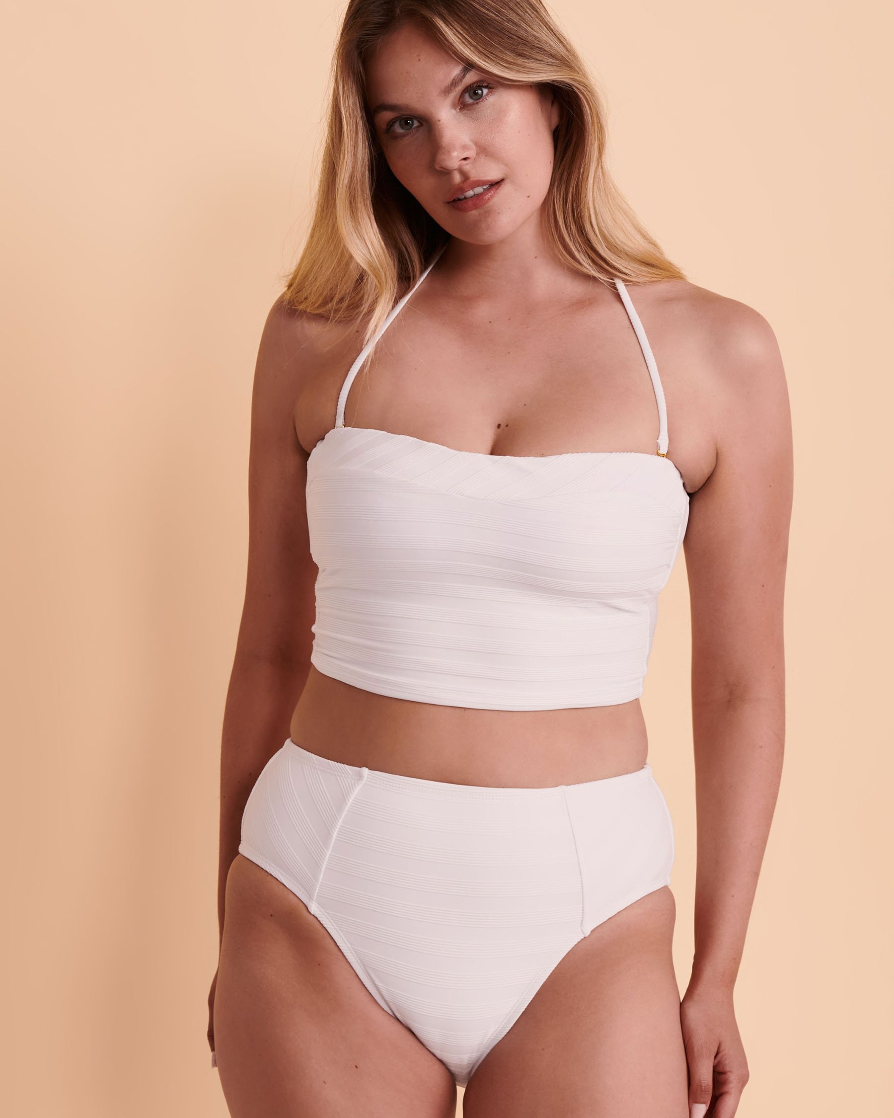 LA BLANCA LINEA COSTA Bandeau Bikini Top White LB2CE72 - View1