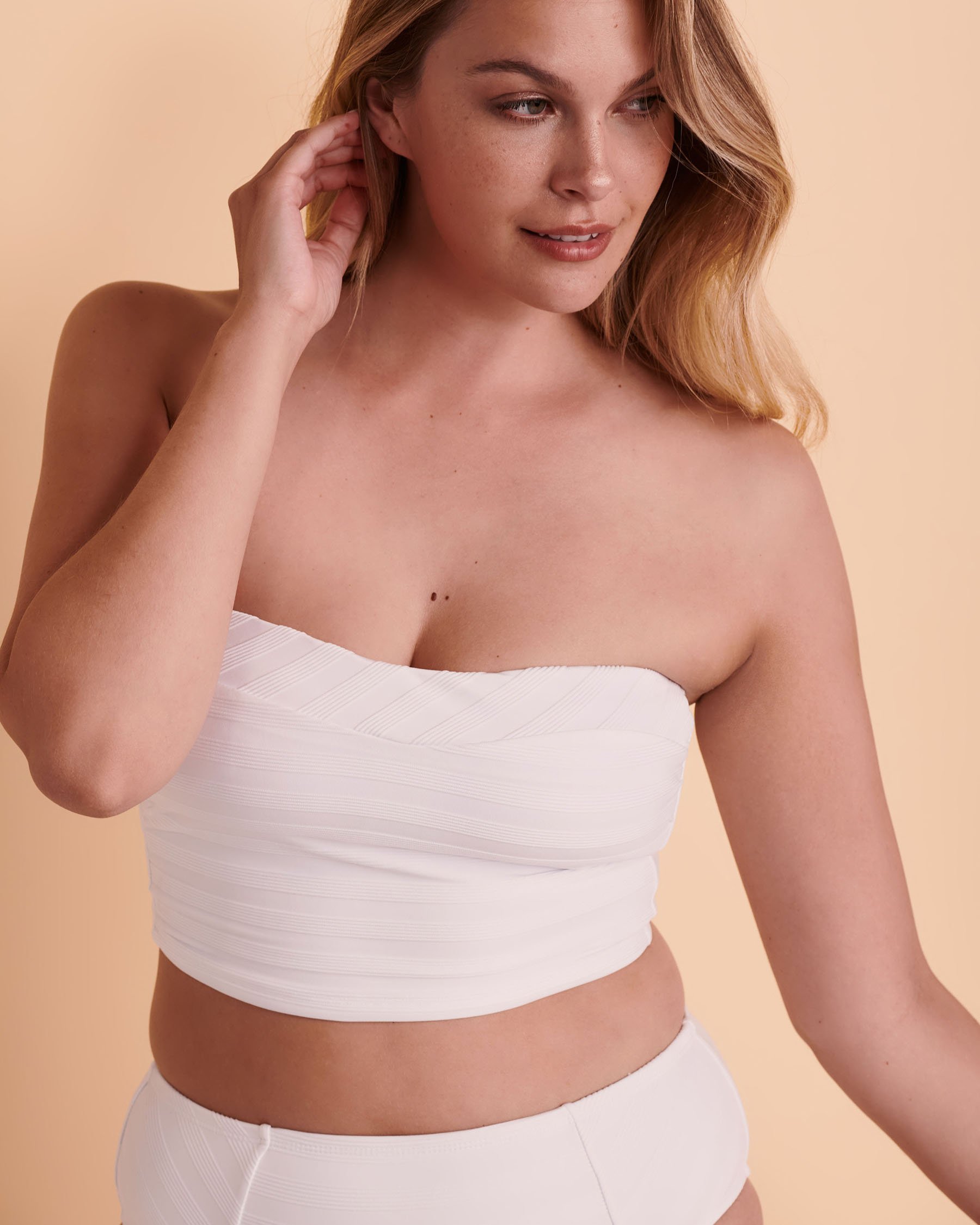 LA BLANCA LINEA COSTA Bandeau Bikini Top White LB2CE72 - View3