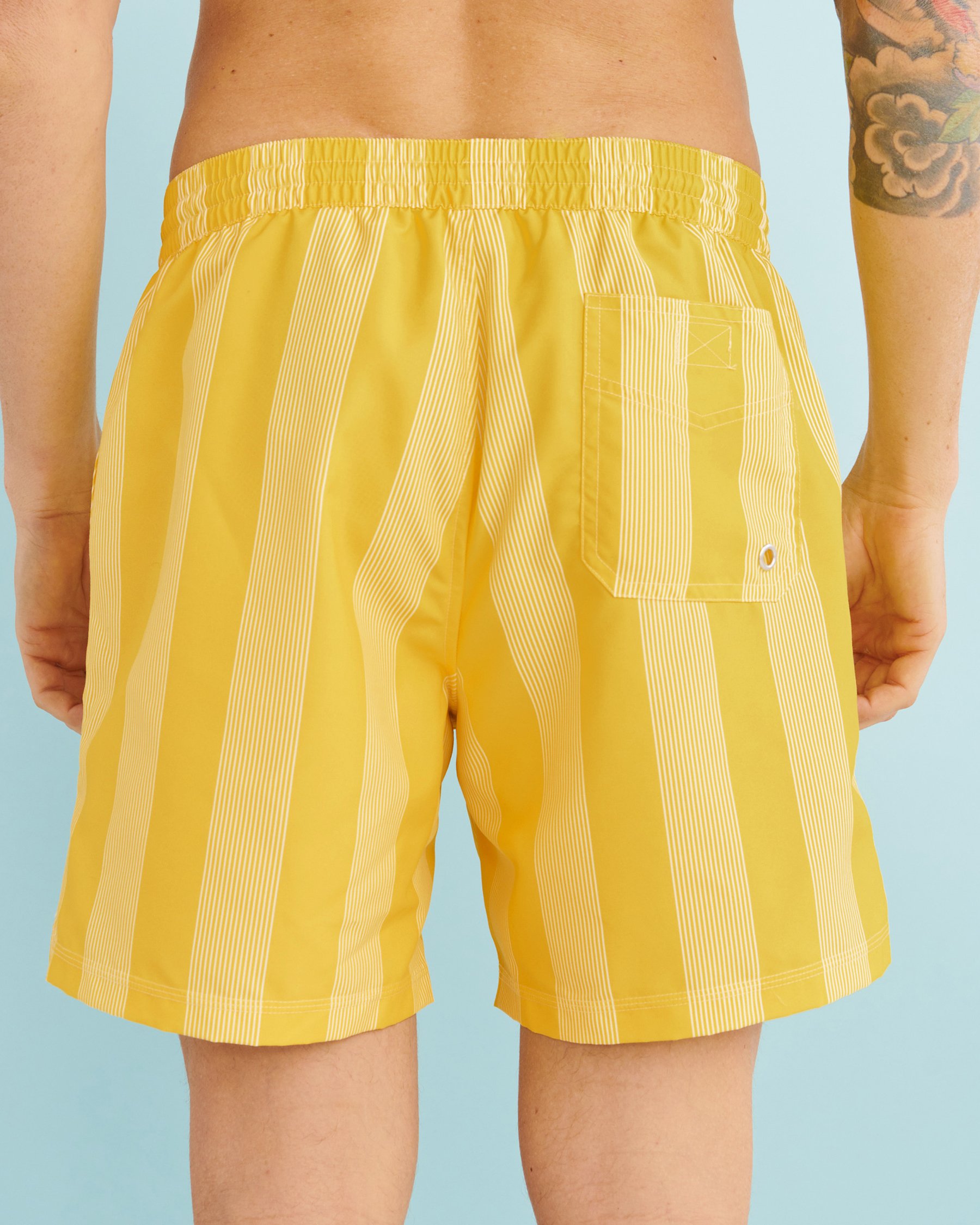 GUESS BIG STRIPES Volley Swimsuit Yellow F2GT11WO05V - View2