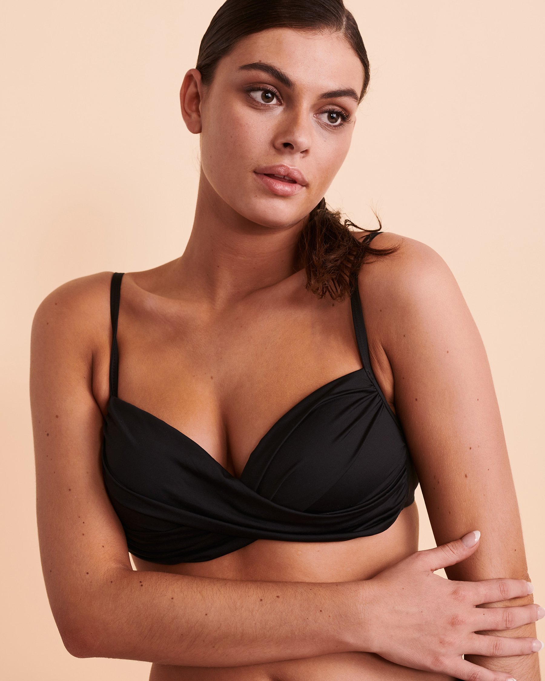 LA BLANCA Haut de bikini plongeant ISLAND GODDESS Noir LB2IG71 - Voir4