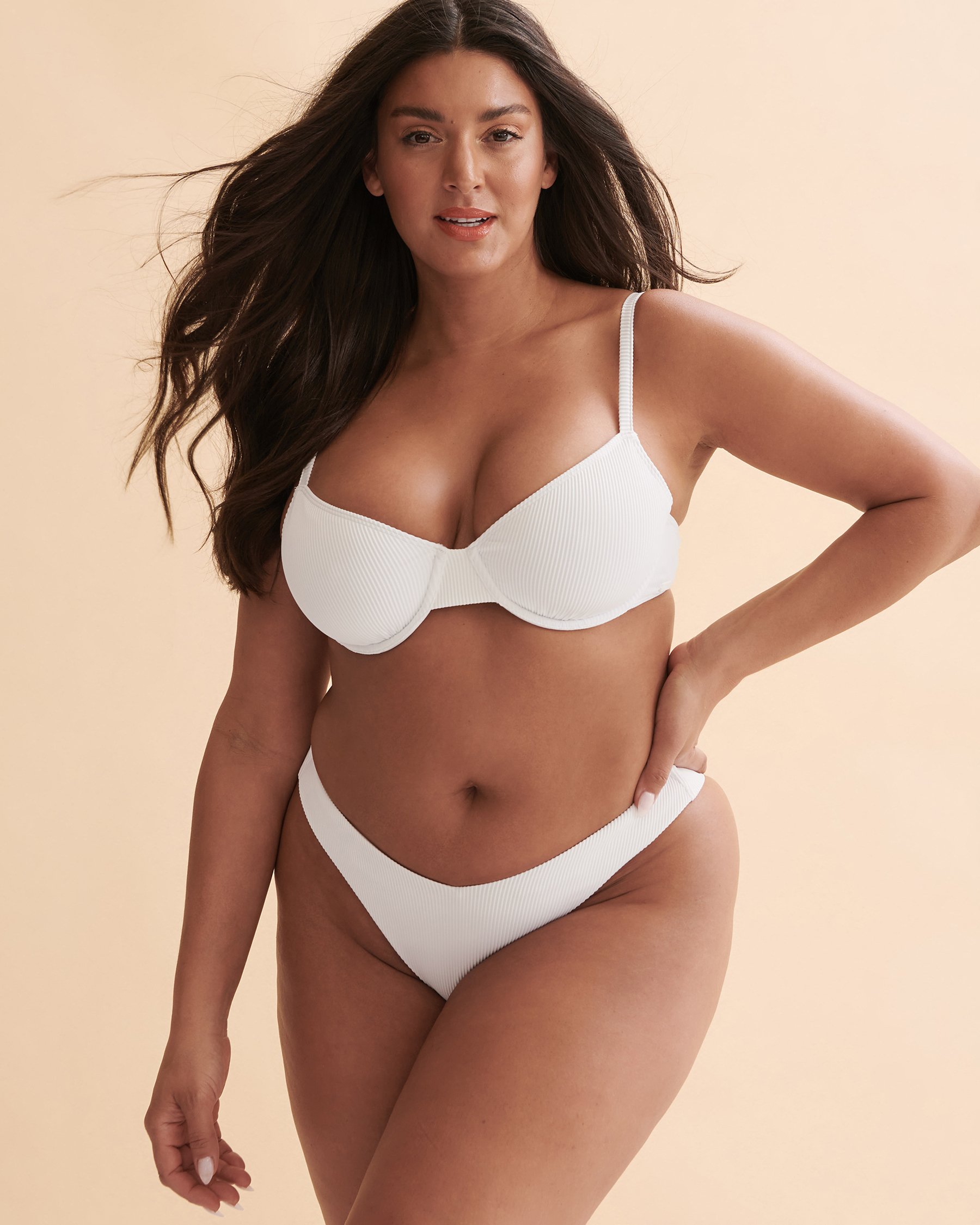 ROXY RIB ROXY LOVE High Leg Bikini Bottom Brillian white ERJX404434 - View4