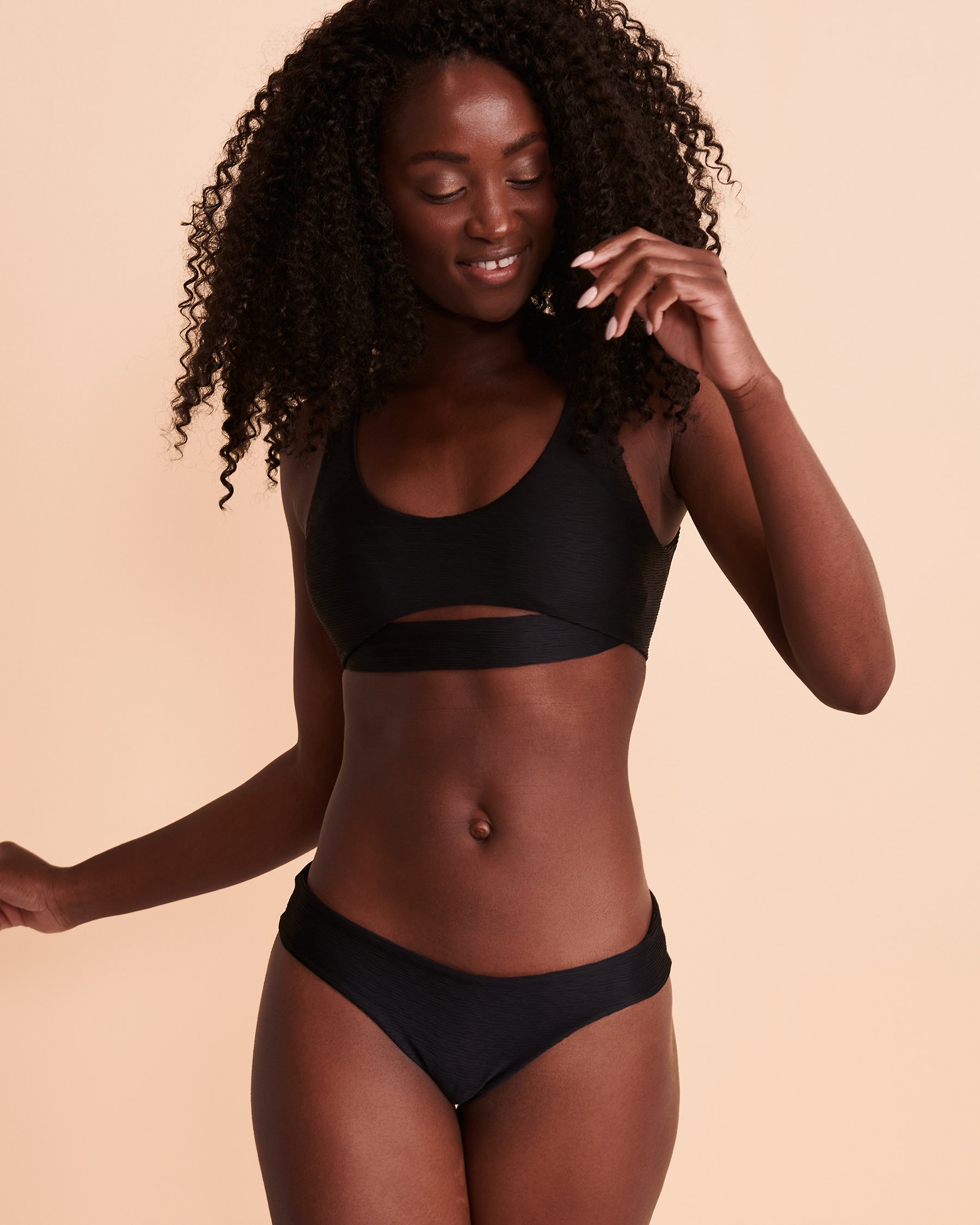 MALAI TEXTURED Paramount Bikini Bottom Black B01071 - View4