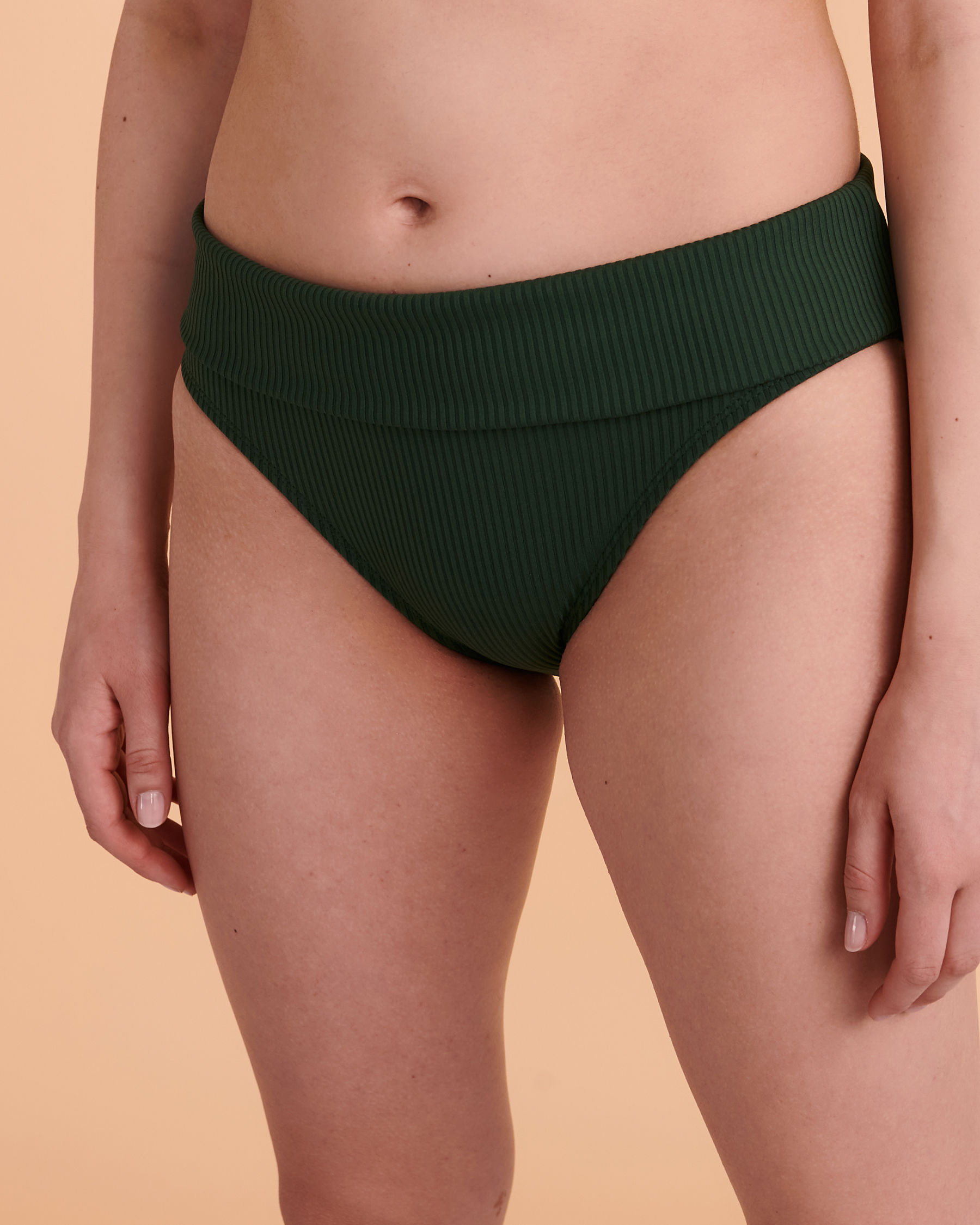 BLEU ROD BEATTIE WALK THE LINE Foldable Waistband Bikini Bottom Ribbed green RBWL22929H - View1