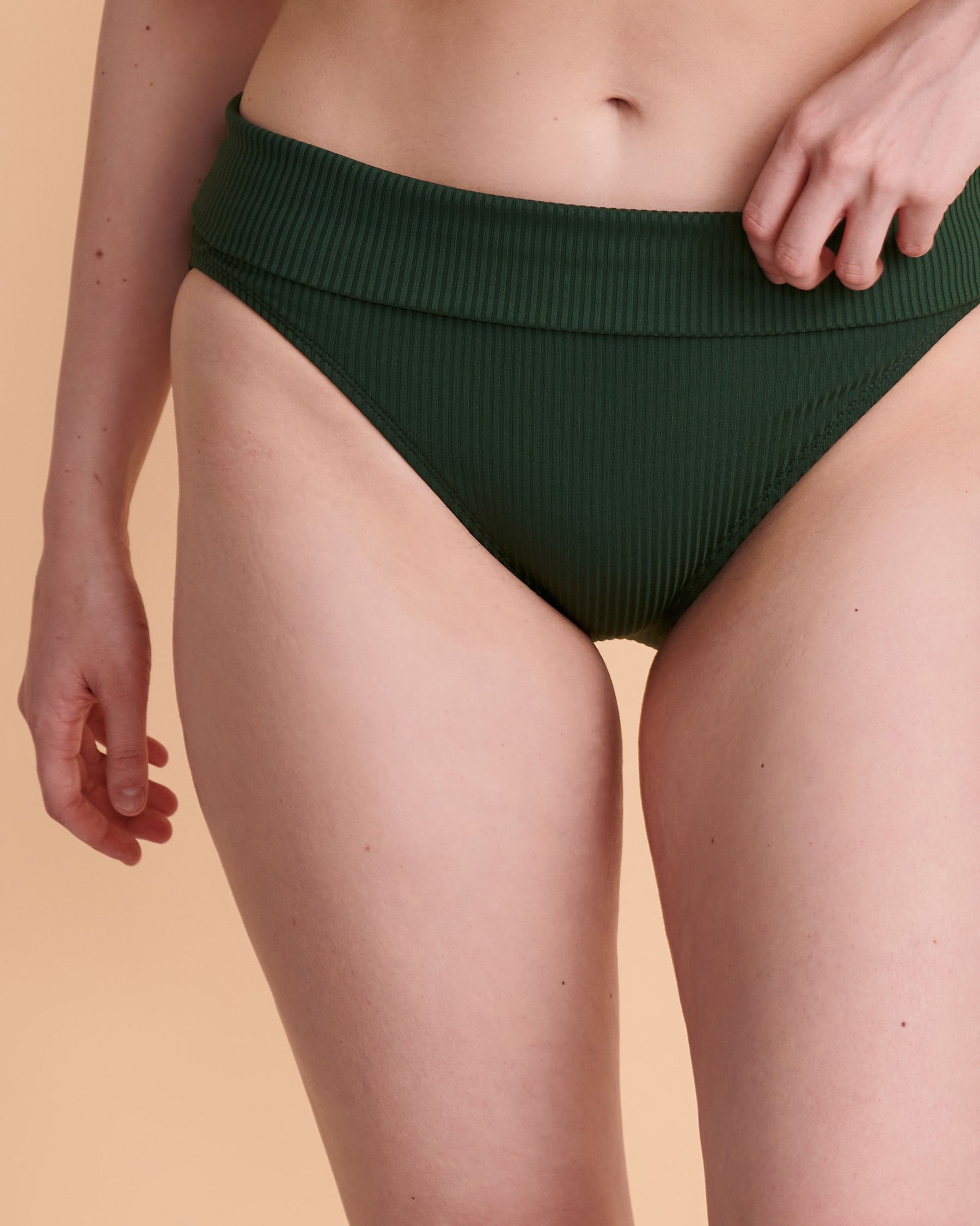 BLEU ROD BEATTIE WALK THE LINE Foldable Waistband Bikini Bottom Ribbed green RBWL22929H - View6