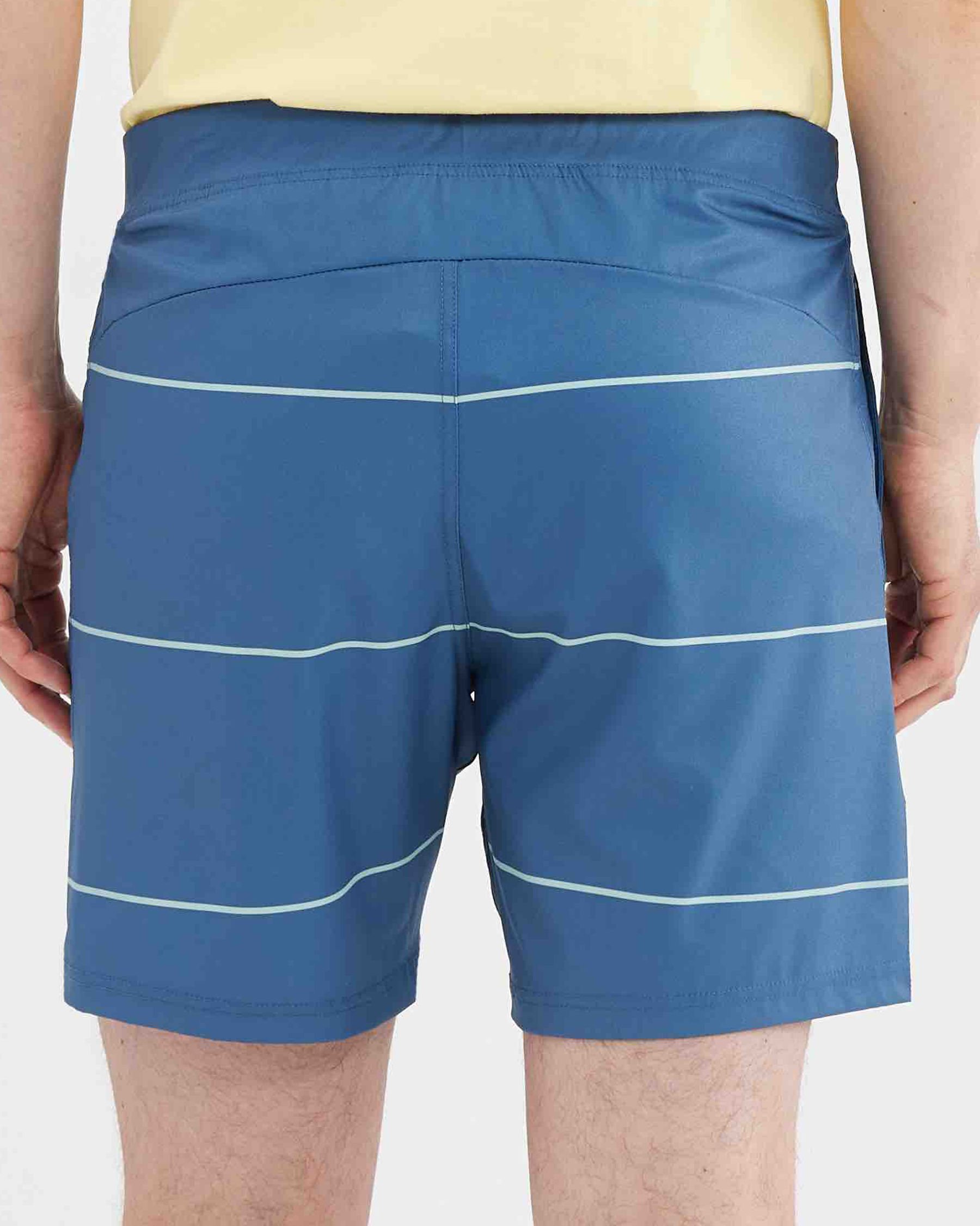 BLACK BULL APPAREL Maillot boardshort AXEL Rayures minces bleues 3900-1008 - View2