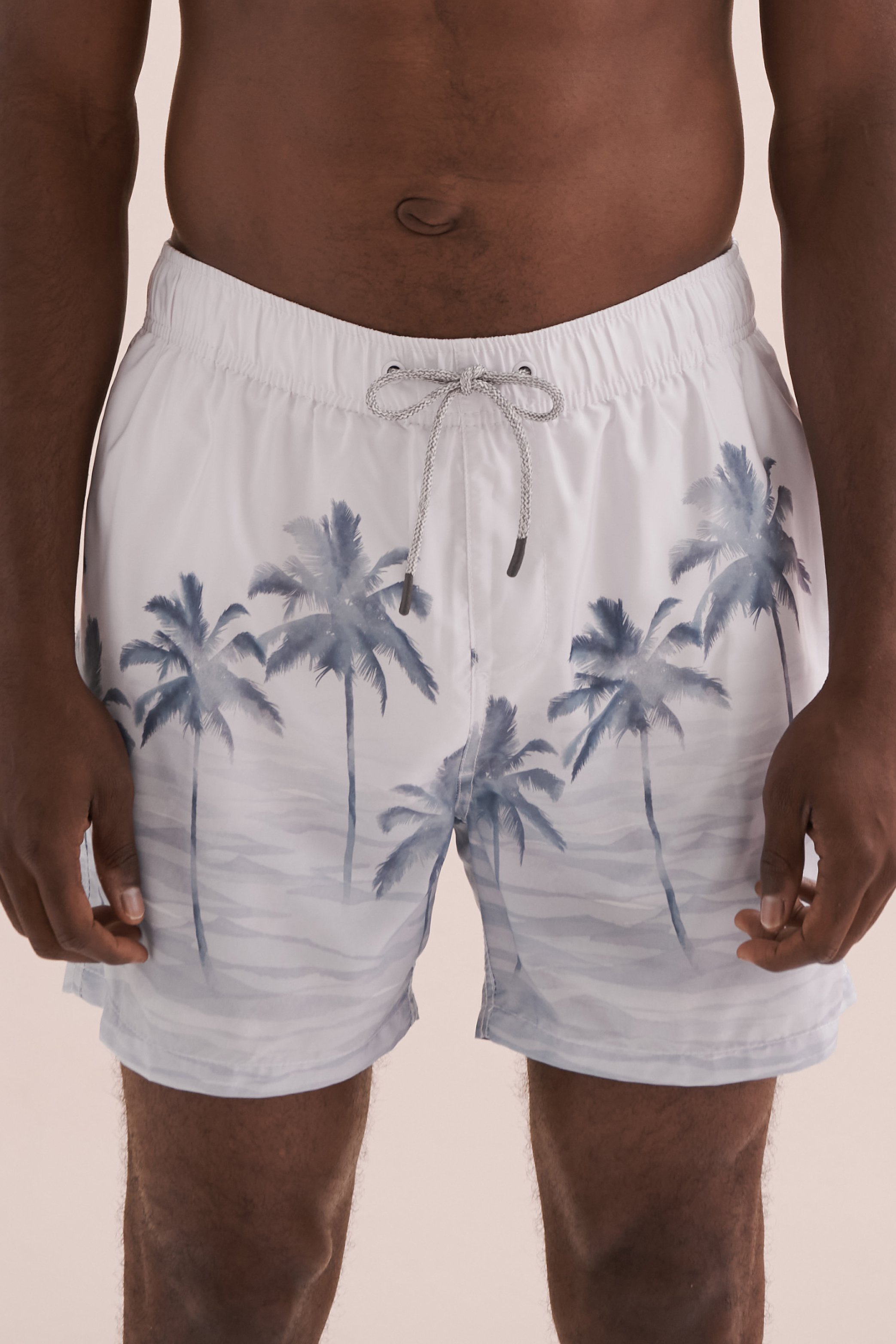 VINTAGE SUMMER Ponji Volley Swimsuit White/Palm Tree V90704 - View1