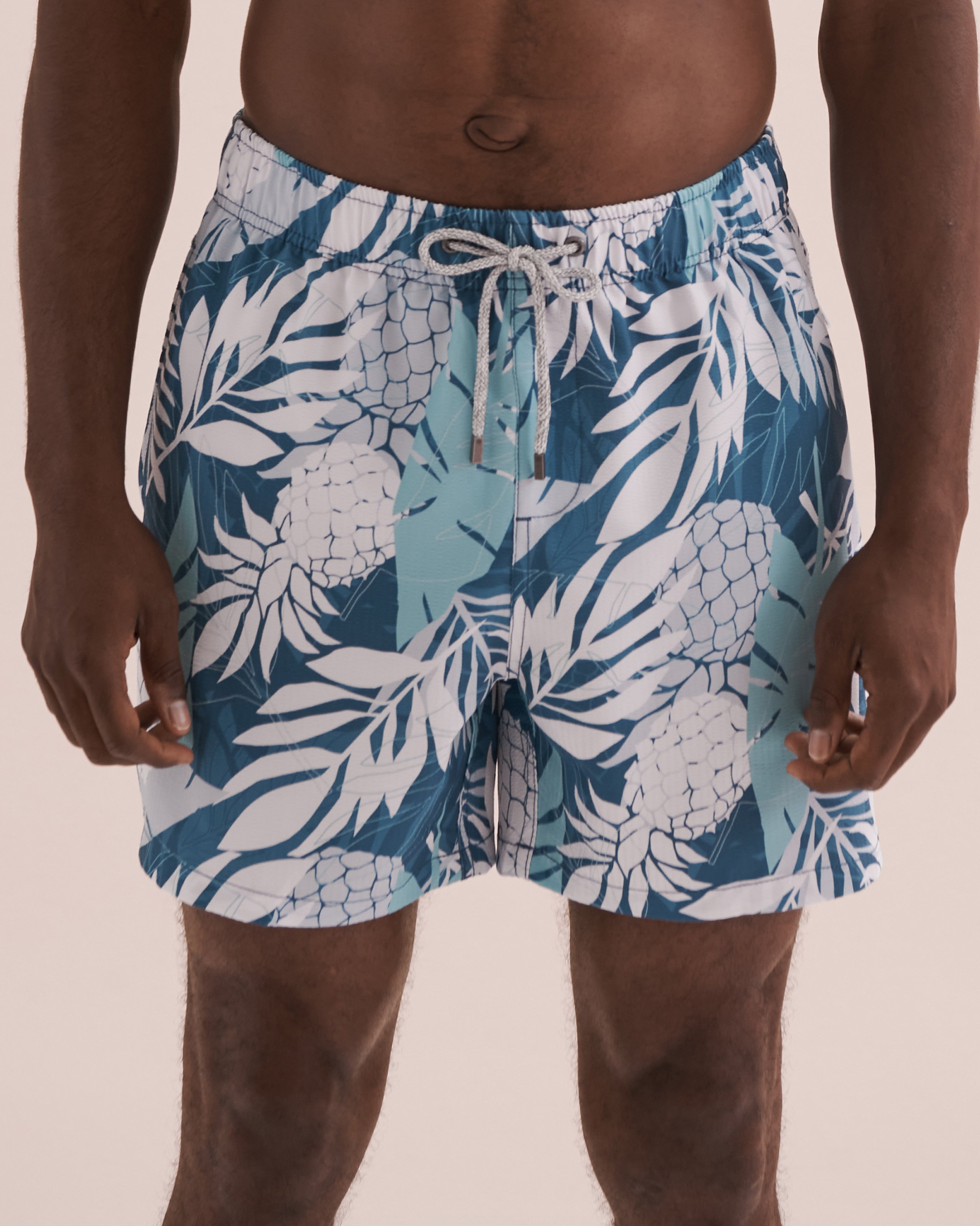 VINTAGE SUMMER Maillot volley Seersucker Imprimé tropical bleu V80702 - View1