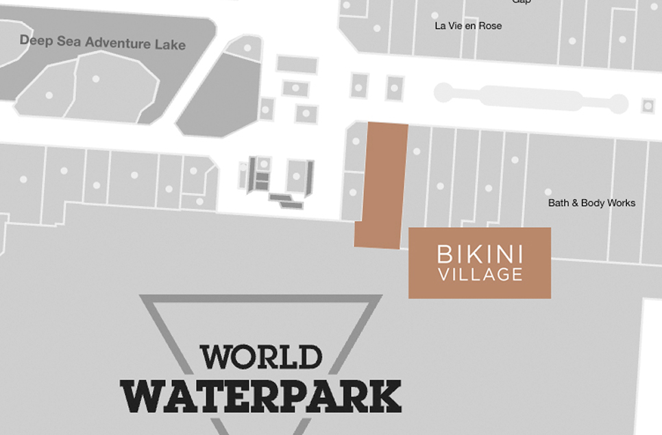 Map of West Edmonton Mall - Where to find Bikini Village