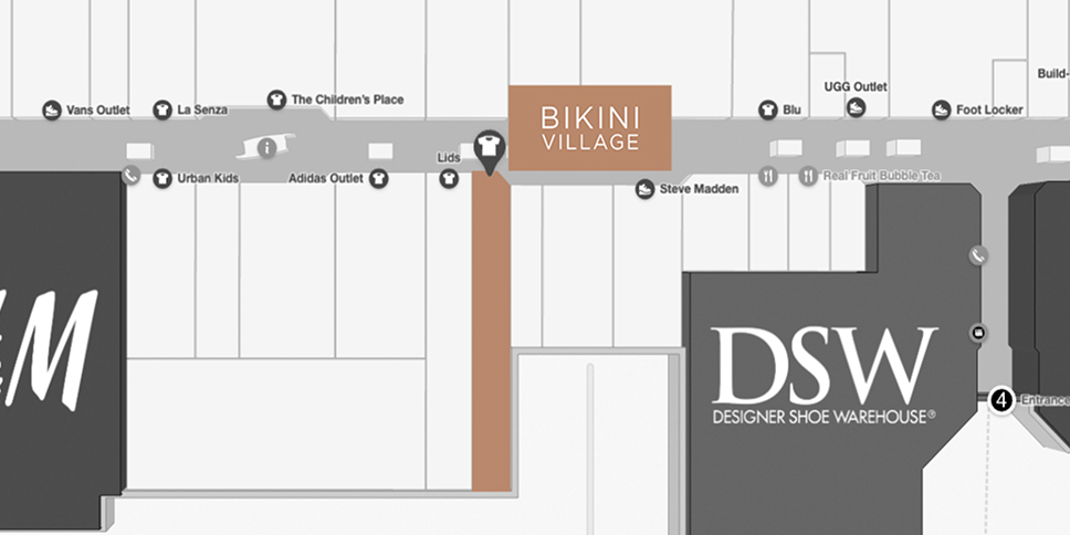 Carte de Vaughan Mills - où trouver la boutique Bikini Village