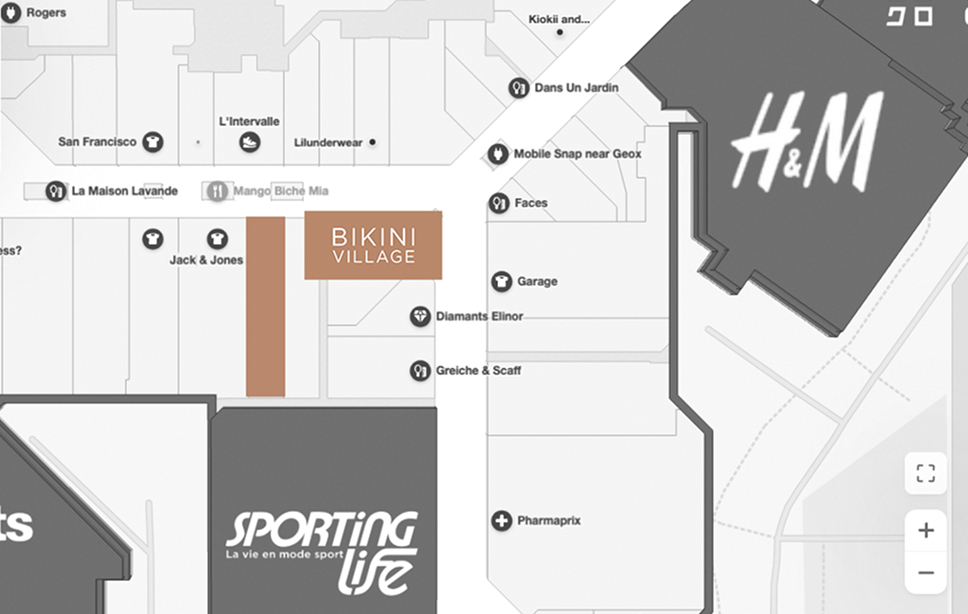 Map of Carrefour Laval - Where to find Bikini Village