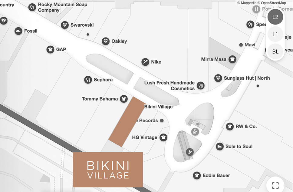 Map of Chinook Centre - Where to find Bikini Village