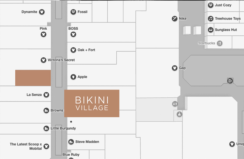 Carte du Guilford Town Centre - où trouver la boutique Bikini Village