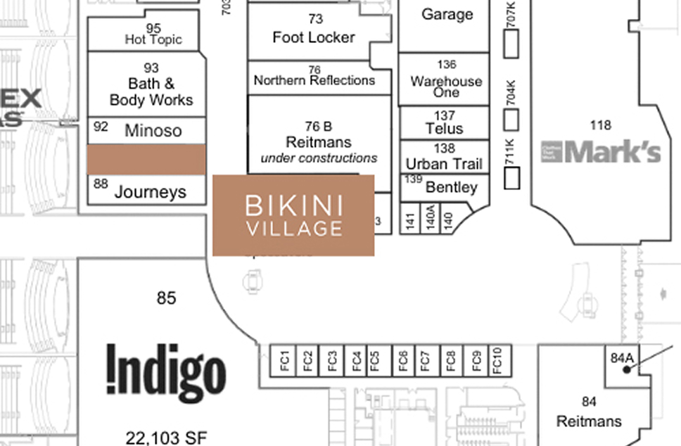 Carte du St. Vital Centre - où trouver la boutique Bikini Village