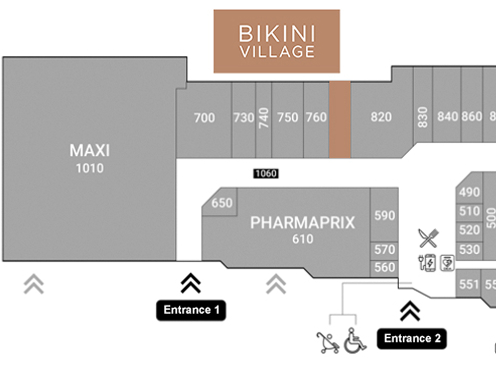 Map of Galeries de Terrebonne - Where to find Bikini Village