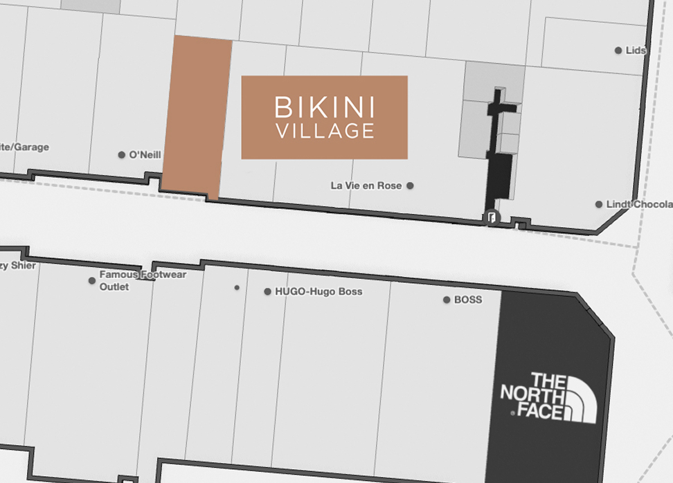 Map of Premium Outlets Montreal - Where to find Bikini Village