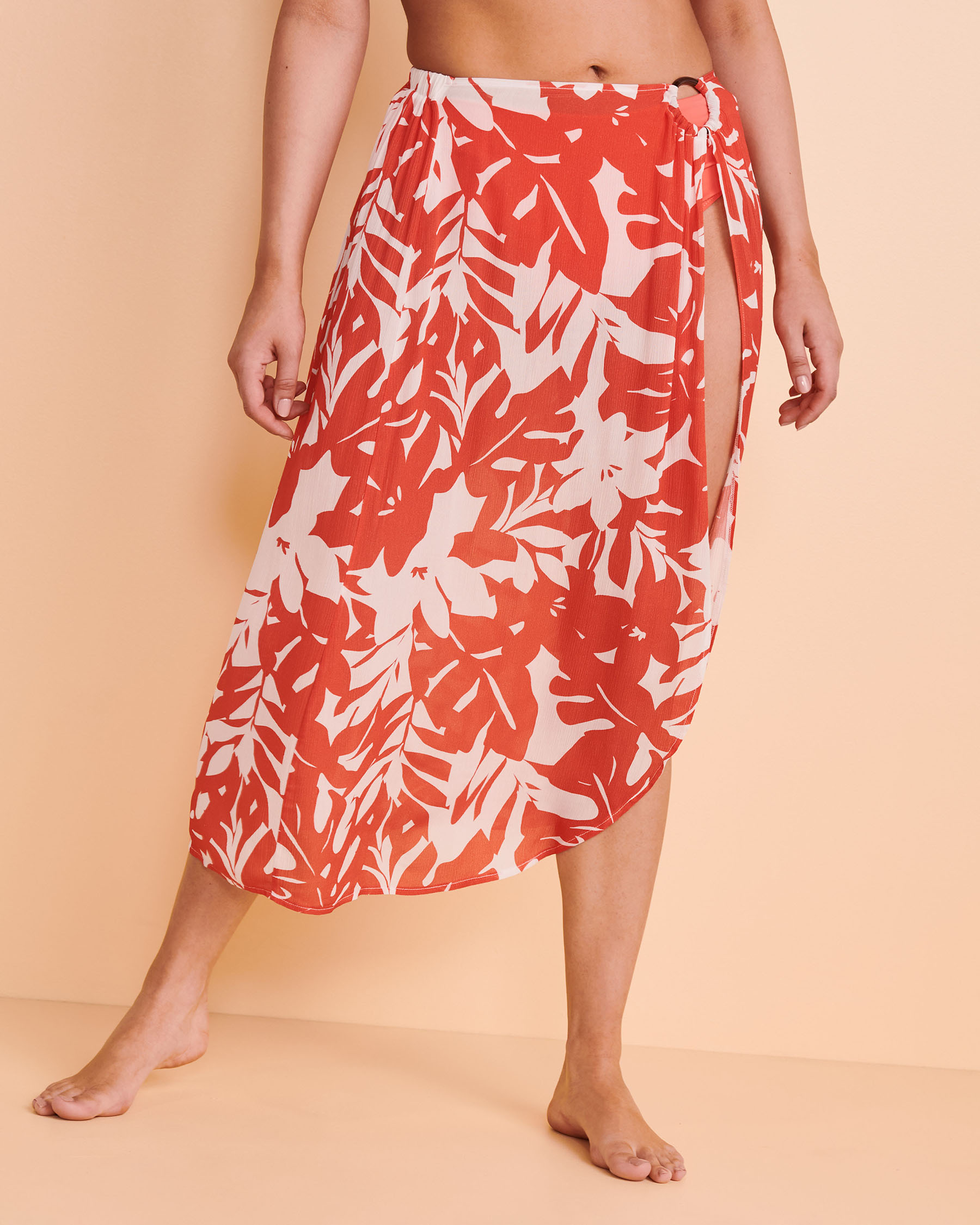 ANNE COLE COASTAL PALM Sarong Coral print 22MC53318 - View1