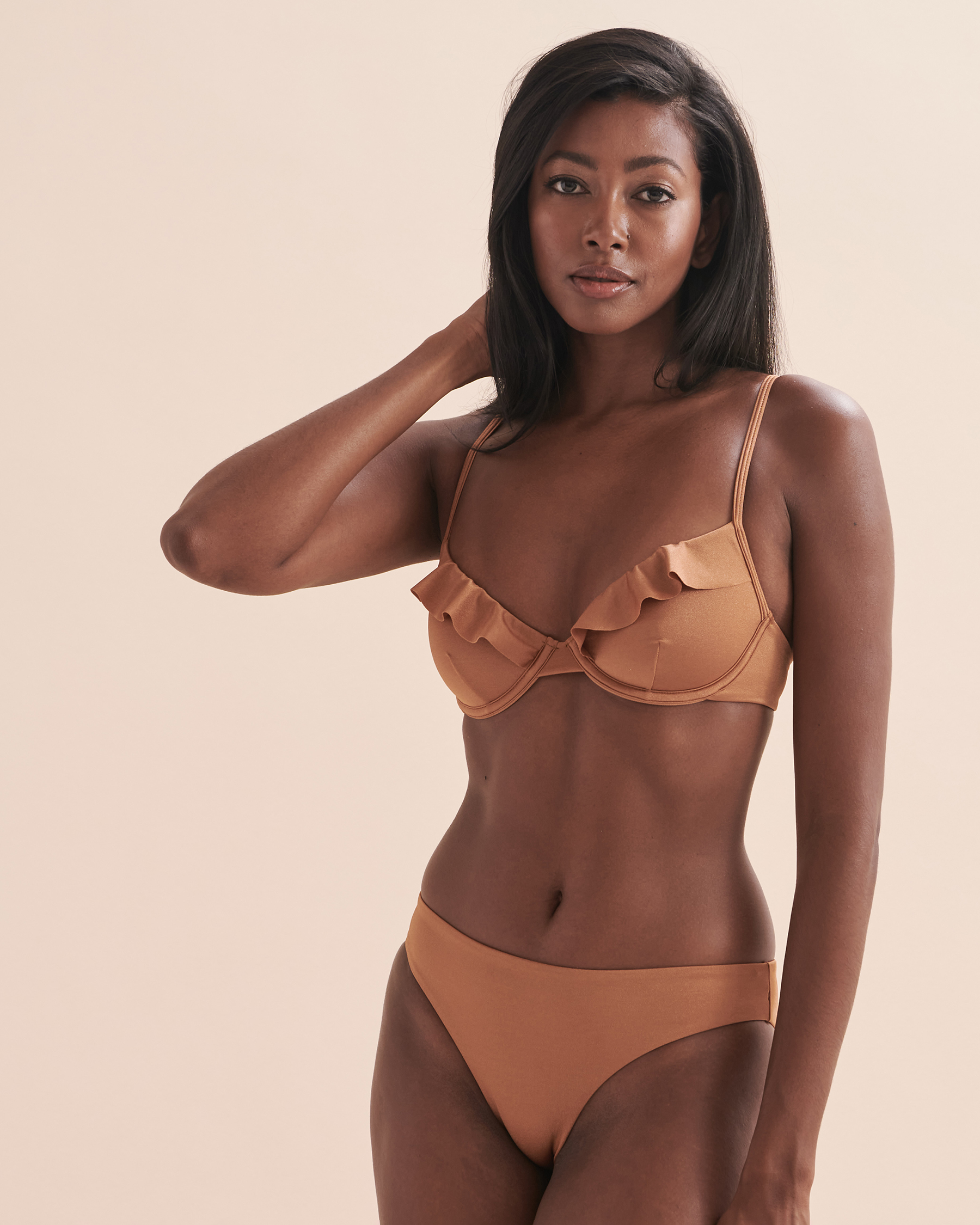 KIBYS Haut de bikini plongeant Arabesk Web Caramel 88416 - View1