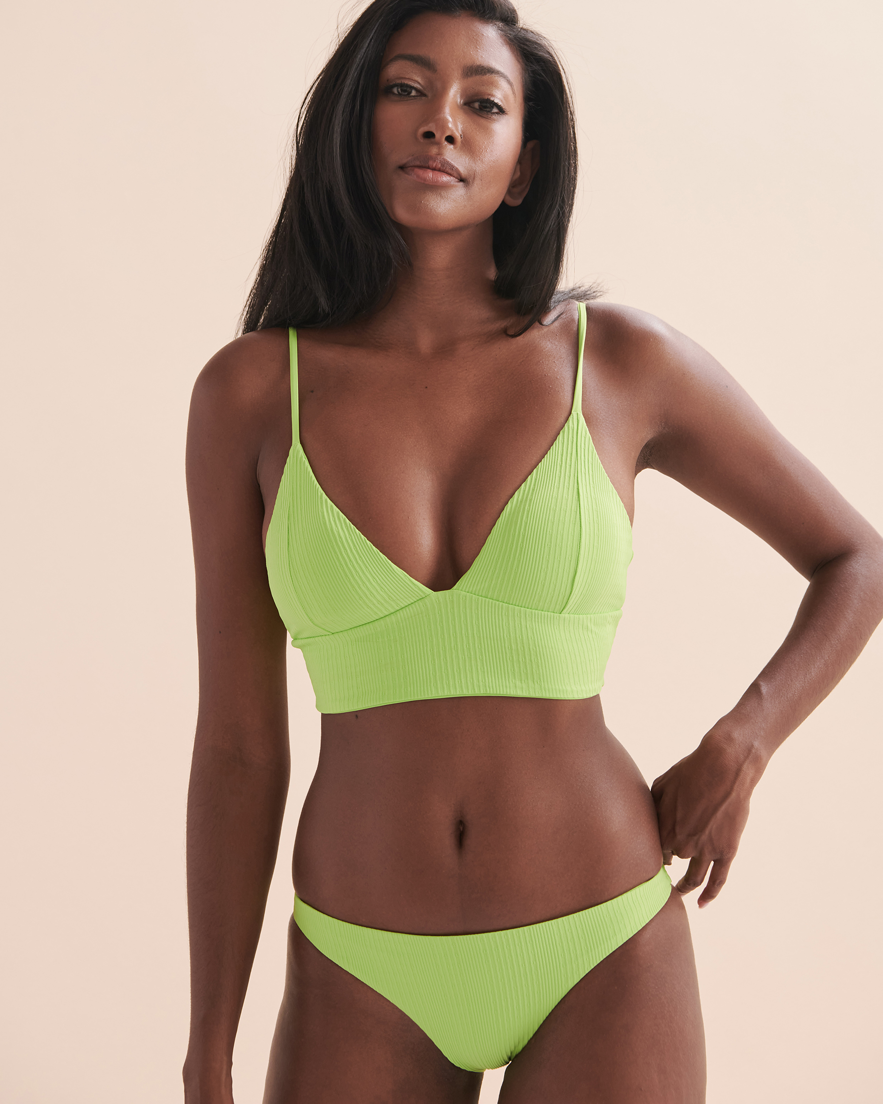 L*SPACE Pointelle Bralette Bikini Top Cucumber PTWNT23 - View1