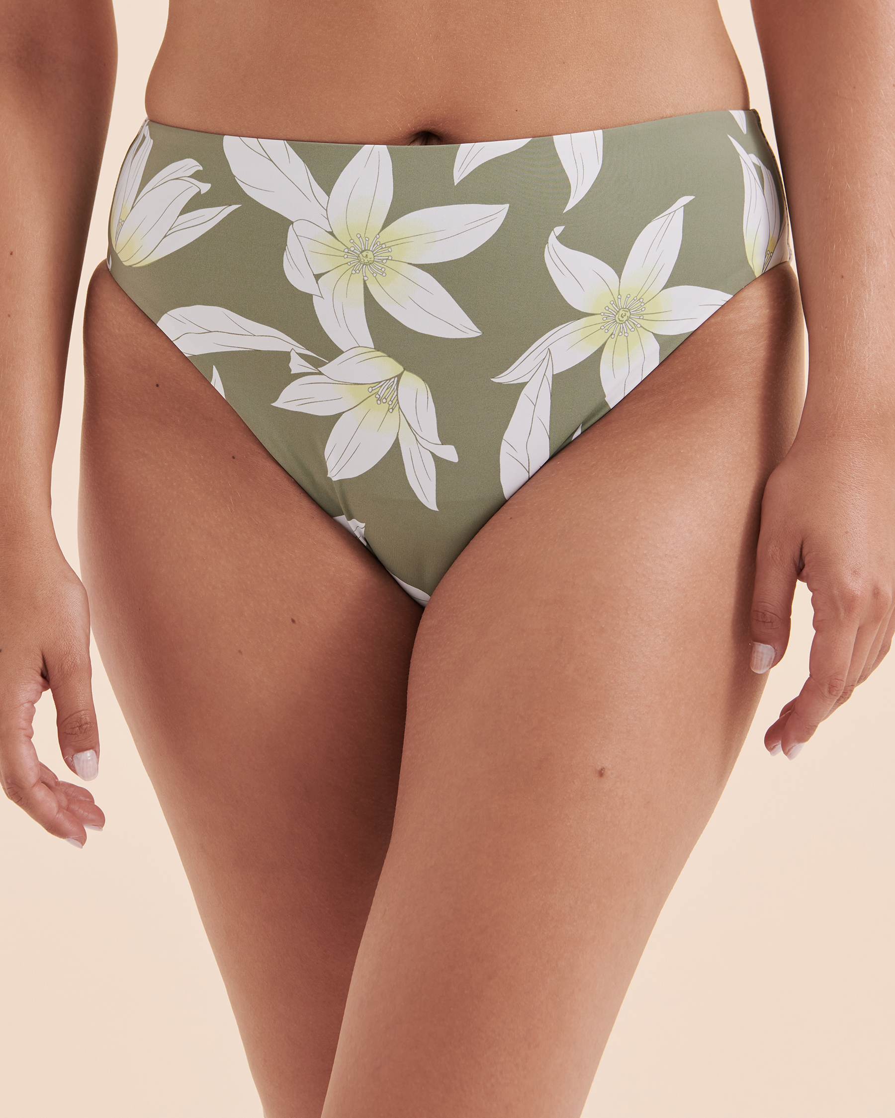 EAU DE SEA Green Floral High Waist Bikini Bottom Green floral 01300248 - View1