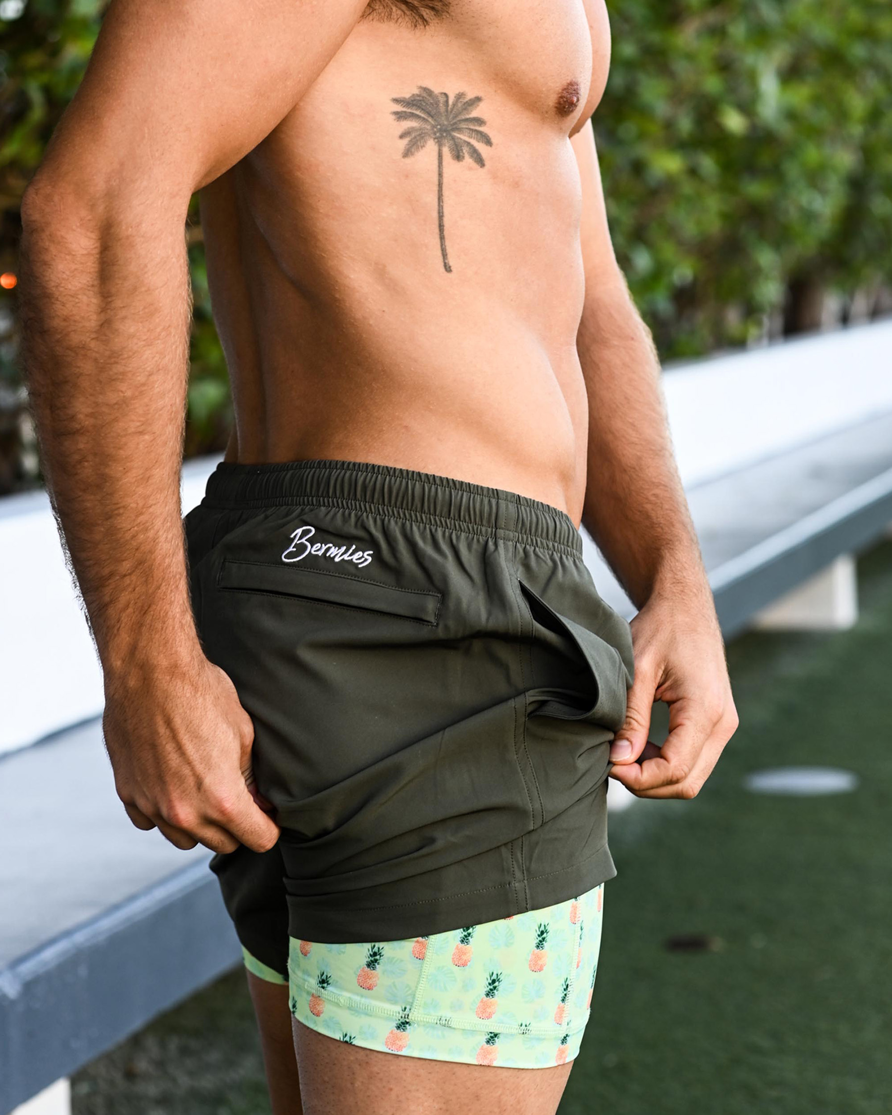 BERMIES Maillot volley GREEN & PINEAPPLE Kaki GREEN-SPOSH - View1