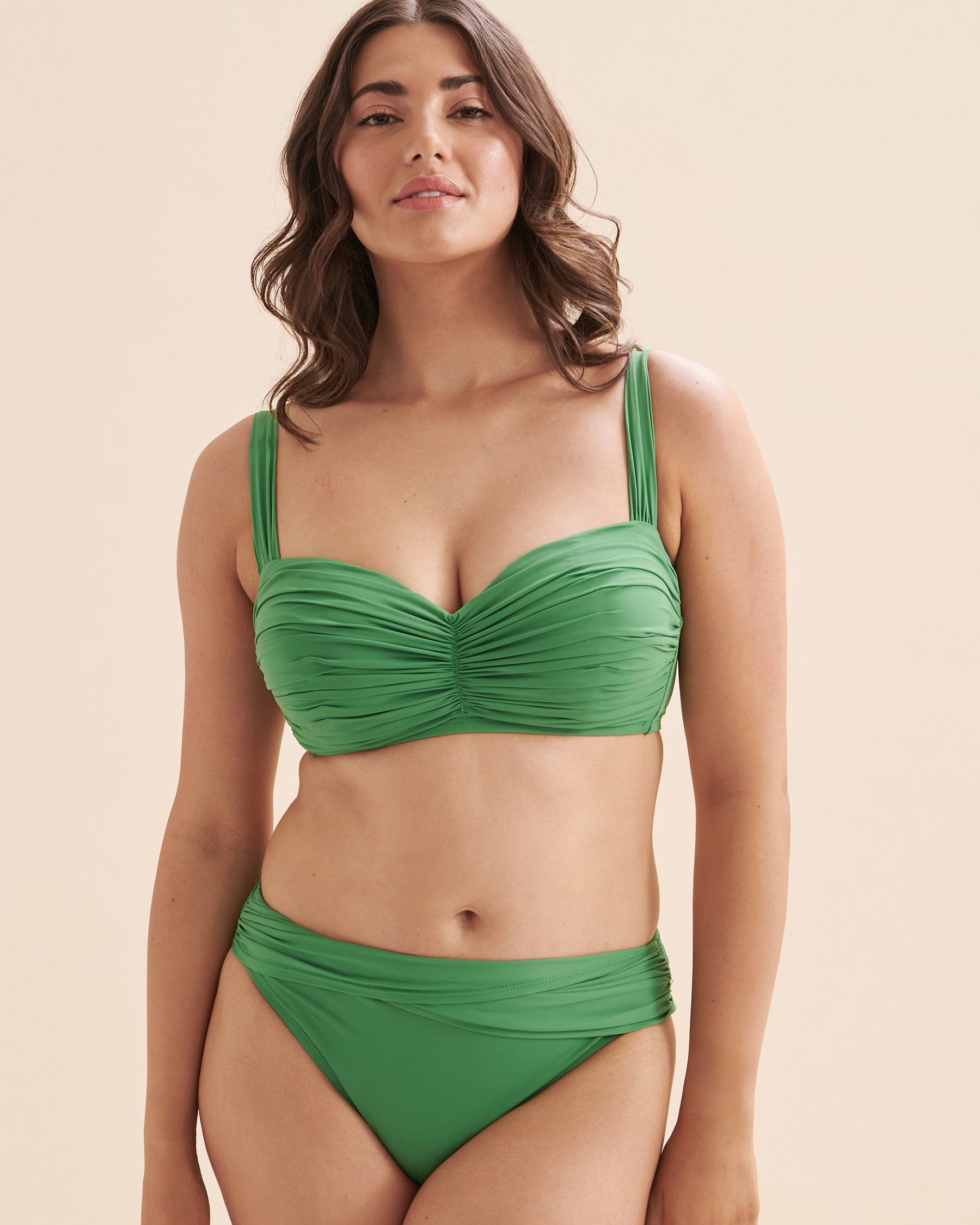 BLEU ROD BEATTIE Kore D Cup Shirred Bandeau Bikini Top Evergreen RBKK00179D - View1