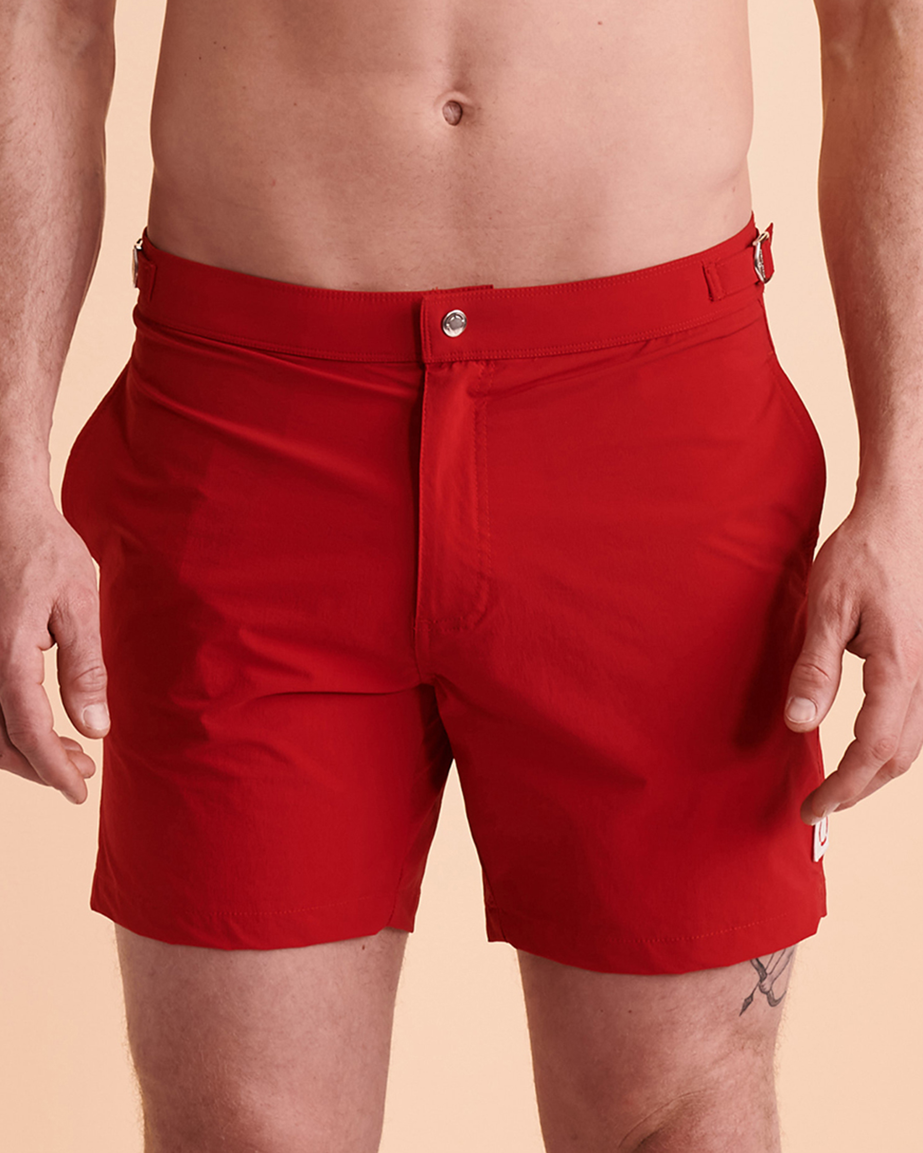 PUBLIC BEACH Maillot short THE LIFEGUARD Rouge PB4602BIK - View1